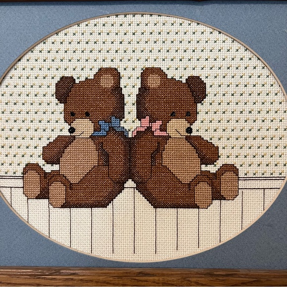 Vintage | Framed Cross Stitch Bears - Picture 3 of 4